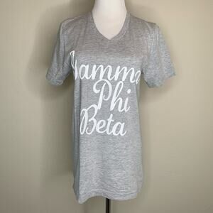 Gray Gamma Phi Beta V Neck Tshirt Small